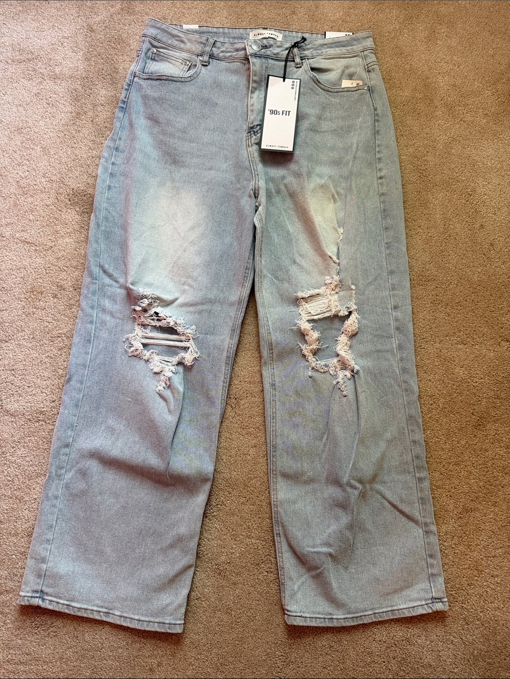 Almost Famous Light Blue Distressed Straight Leg Jeans